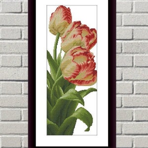 Aquarell Tulpen Blumenstrauß PDF Kreuzstichvorlage Blumen Digitale Kreuzstichvorlage modernes Stillleben Kreuzstichmuster