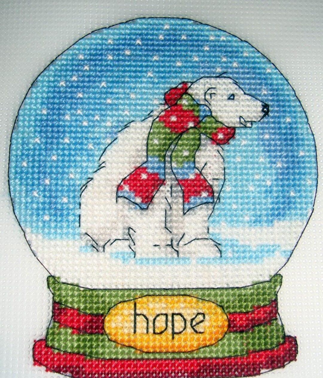 Snow Globe White Polar Bear Christmas Ornament Counted Cross Stitch PDF ...