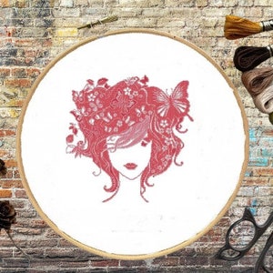 Zomer geteld kruissteekpatroon meisje kruissteekkaart vintage dame zomer kruissteekpatroon zomer borduren