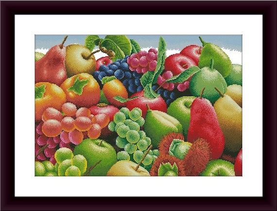 Tropical Fruits Still Life PDF Counted Cross Stitch Pattern Fruits