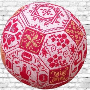 Biscornu Ball PDF Schema punto croce contato puntaspilli ornamenti orientali Country Schema punto croce digitale schema punto croce vintage