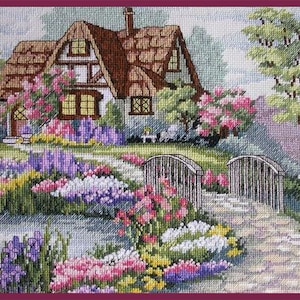 Bellissimo cottage Schema punto croce contato PDF Cottage del villaggio Schema punto croce digitale Schema punto croce grande Download immediato