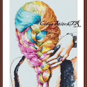 Mermaid watercolor Counted cross stitch pattern pdf Girl Digital cross stitch chart maiden cross stitch pattern mermaid cross stitch