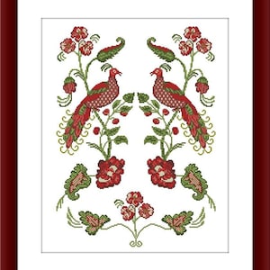 Rooster PDF Counted cross stitch pattern Country birds Digital cross stitch chart vintage cross stitch pattern