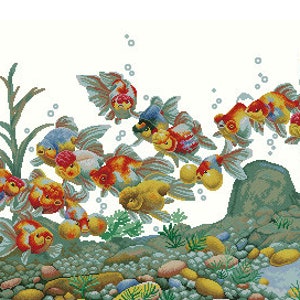 Aquarium Counted cross stitch pattern aquarium Digital cross stitch chart modern cross stitch pattern under the water needlepoint