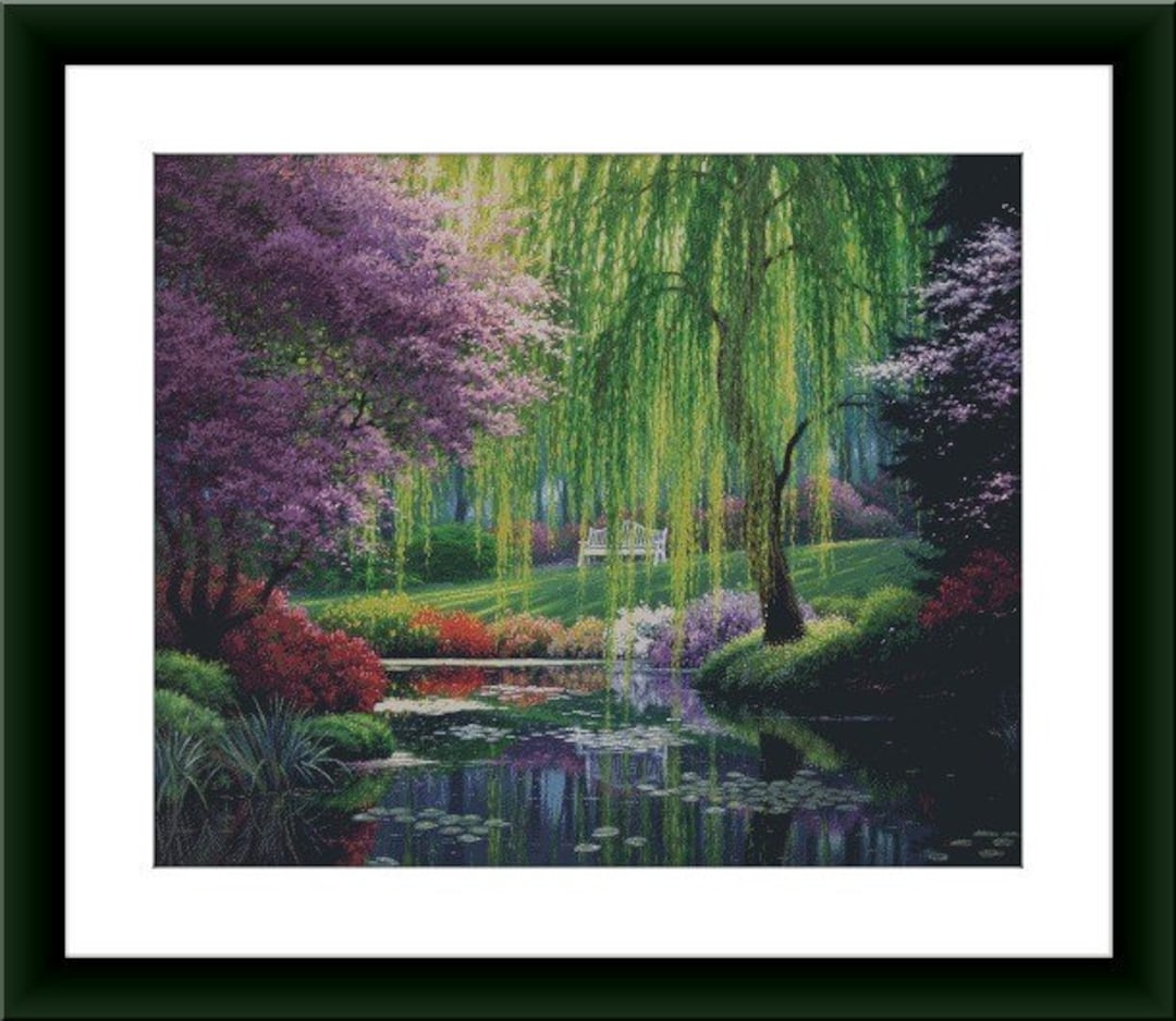 Garden Landscape Counted Cross Stitch Pdf Pattern Cottage Digital Cross ...