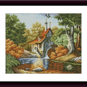 Autumn Landscape PDF Counted cross stitch pattern Landscape fall Digital cross stitch chart Fall season PDF xstitch pattern instant download