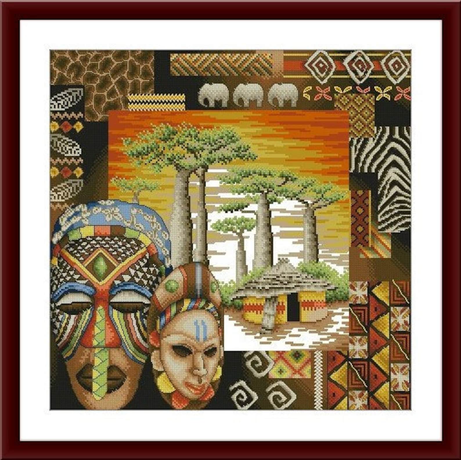 African Mask PDF Counted Cross Stitch Pattern Africa Digital - Etsy