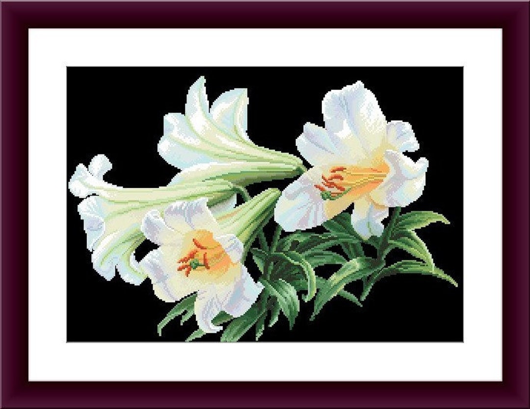 Lily Flower Counted Cross Stitch Pattern Pdf Flower Digital X Stitch ...