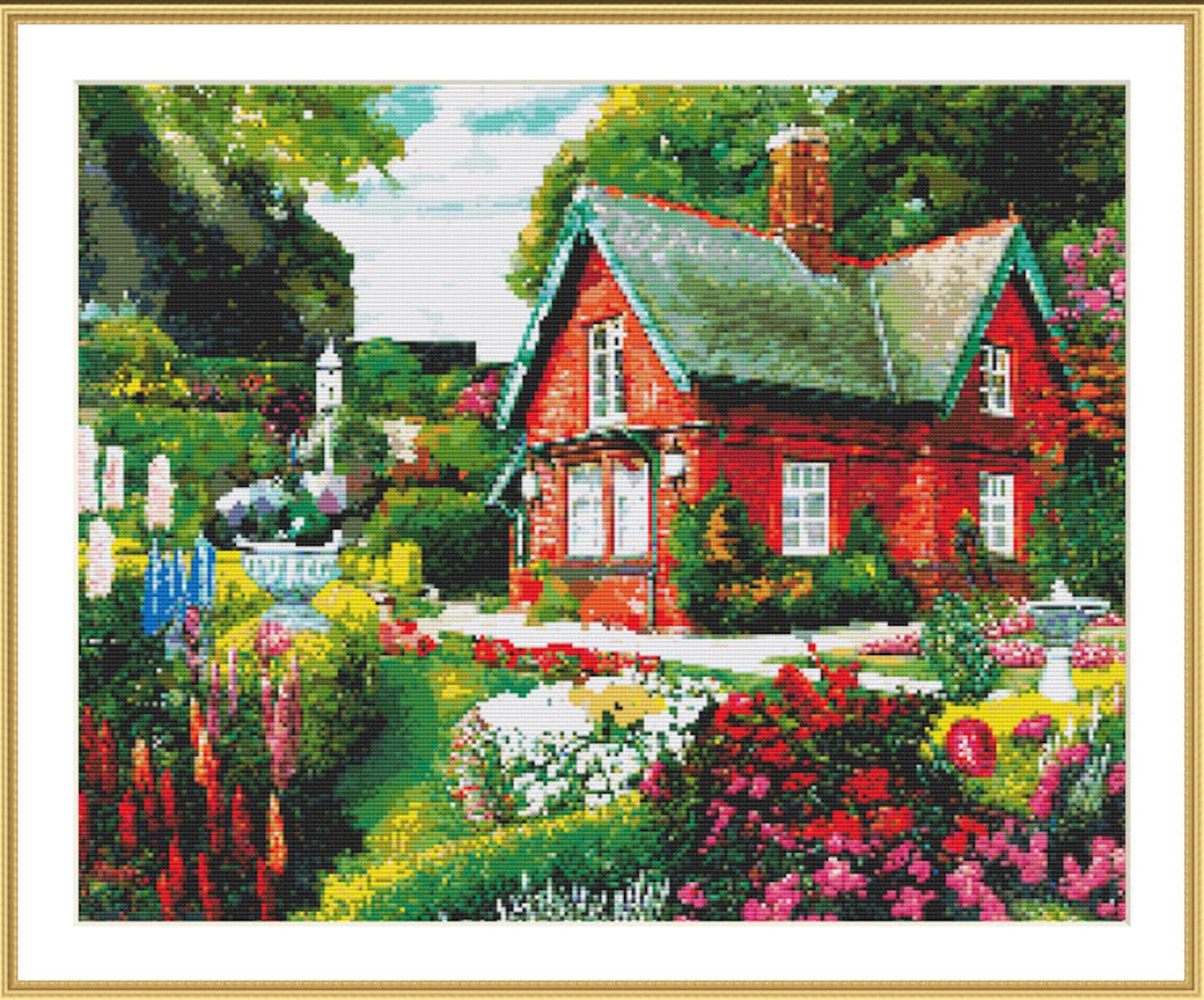 Beautiful Cottage Counted Cross Stitch Pdf Pattern Village - Etsy