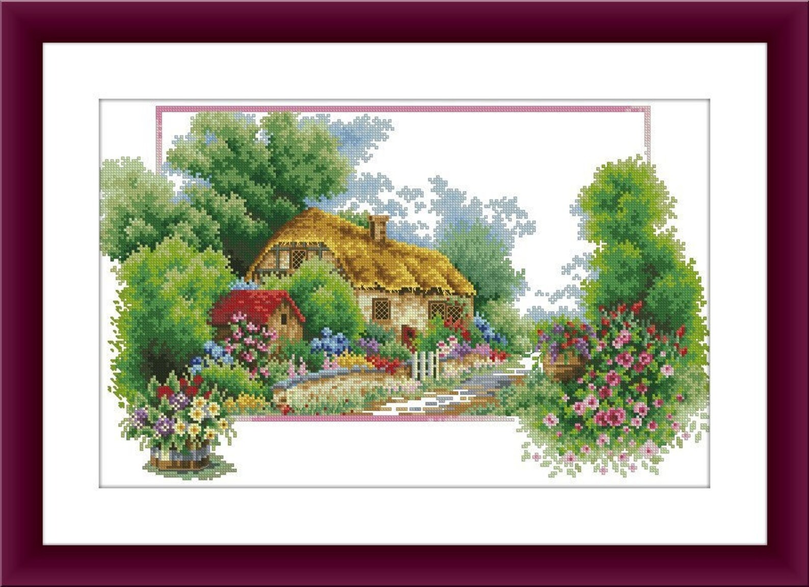 Summer Cottage Counted Cross Stitch Pdf Pattern Village - Etsy