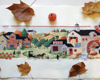 Macintosh mill PDF Counted cross stitch pattern Country cottage fall Digital cross stitch chart Fall season PDF xstitch pattern instant PDF