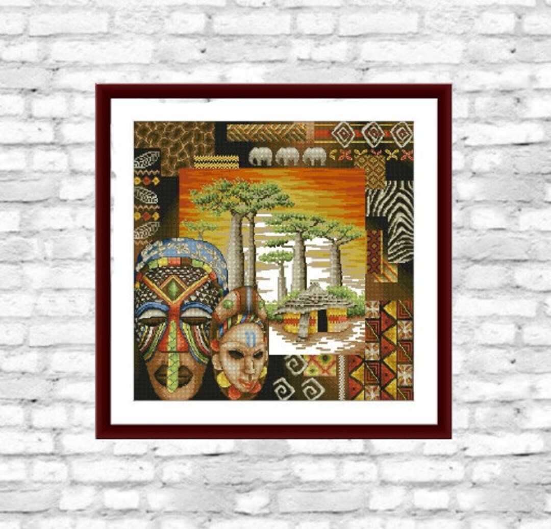 African Mask PDF Counted Cross Stitch Pattern Africa Digital Cross ...