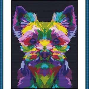 RainbowToy terrier Counted cross stitch PDF pattern Dogs Digital cross stitch chart Animals modern cross stitch pattern dogs x stitch