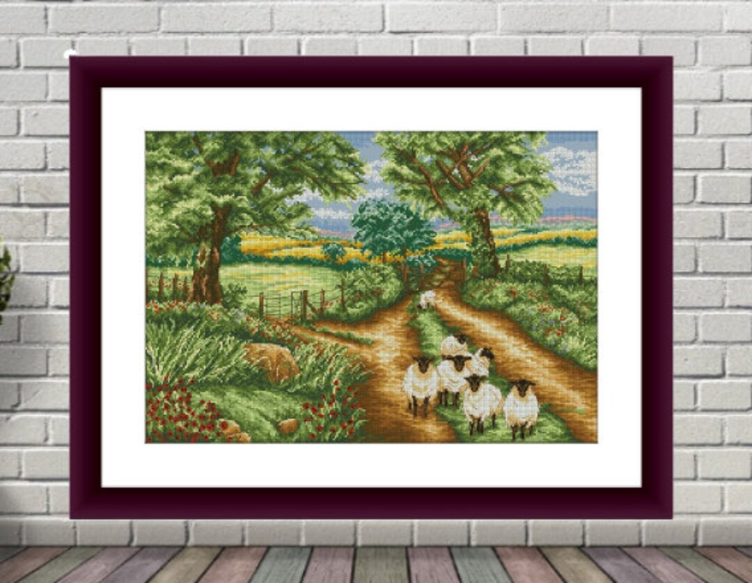 Woodland Farm PDF Counted Cross Stitch Pattern Landscape Fall Digital ...