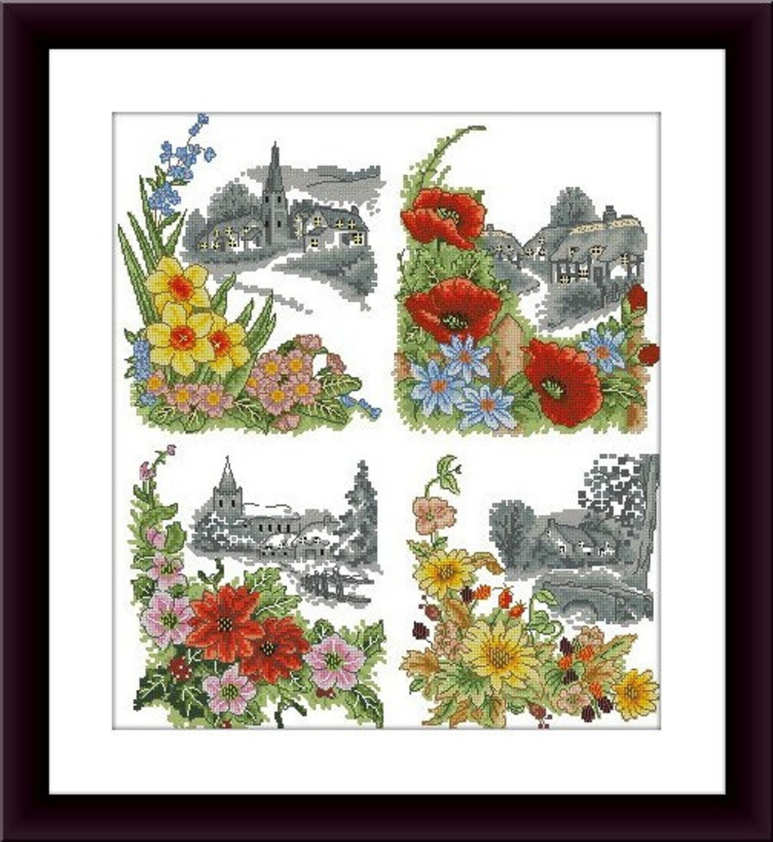 Seasons Counted Cross Stitch Pattern Birds Spring Cross Stitch Etsy