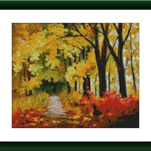 Autumn Landscape PDF Counted cross stitch pattern Landscape fall Digital cross stitch chart Fall season PDF xstitch pattern instant download