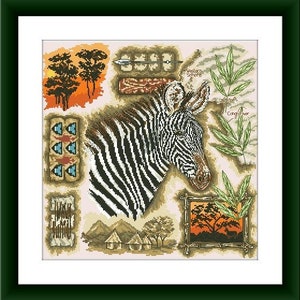 Zebra Kreuzstichvorlage PDF afrikanische Tiere Kreuzstichvorlage Folk Kreuzstichvorlage afrikanischer Löwe xstitch chart