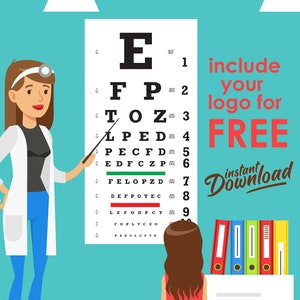 Eye Chart, Wall Eye Chart, Eye Chart poster,  Snellen Eye Charts for Eye Exams 20 feet 11 X 22 in. INSTANT DOWNLOAD
