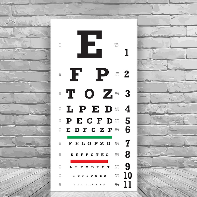 Eye Chart, Wall Eye Chart, Eye Chart Poster, Snellen Eye Charts for Eye ...
