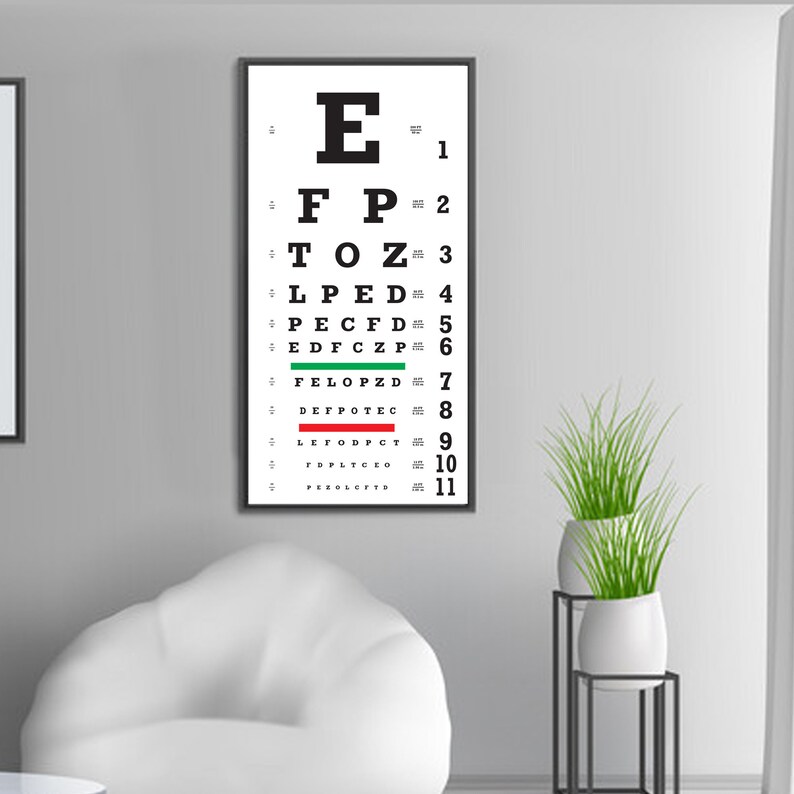 Eye Chart, Wall Eye Chart, Eye Chart Poster, Snellen Eye Charts for Eye Eye Chart On Wall