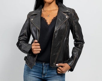 Ladies leather jacket  Leather jacket ladies Genuine Leather  Bomber Jacket gifts for her  Halloween gifts Christmas gifts  Halloween