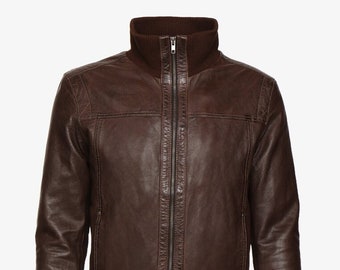 Leather Jacket Men / Cafe Racer Leather Jacket For Men / Chocolate Brown  Jacket For Men