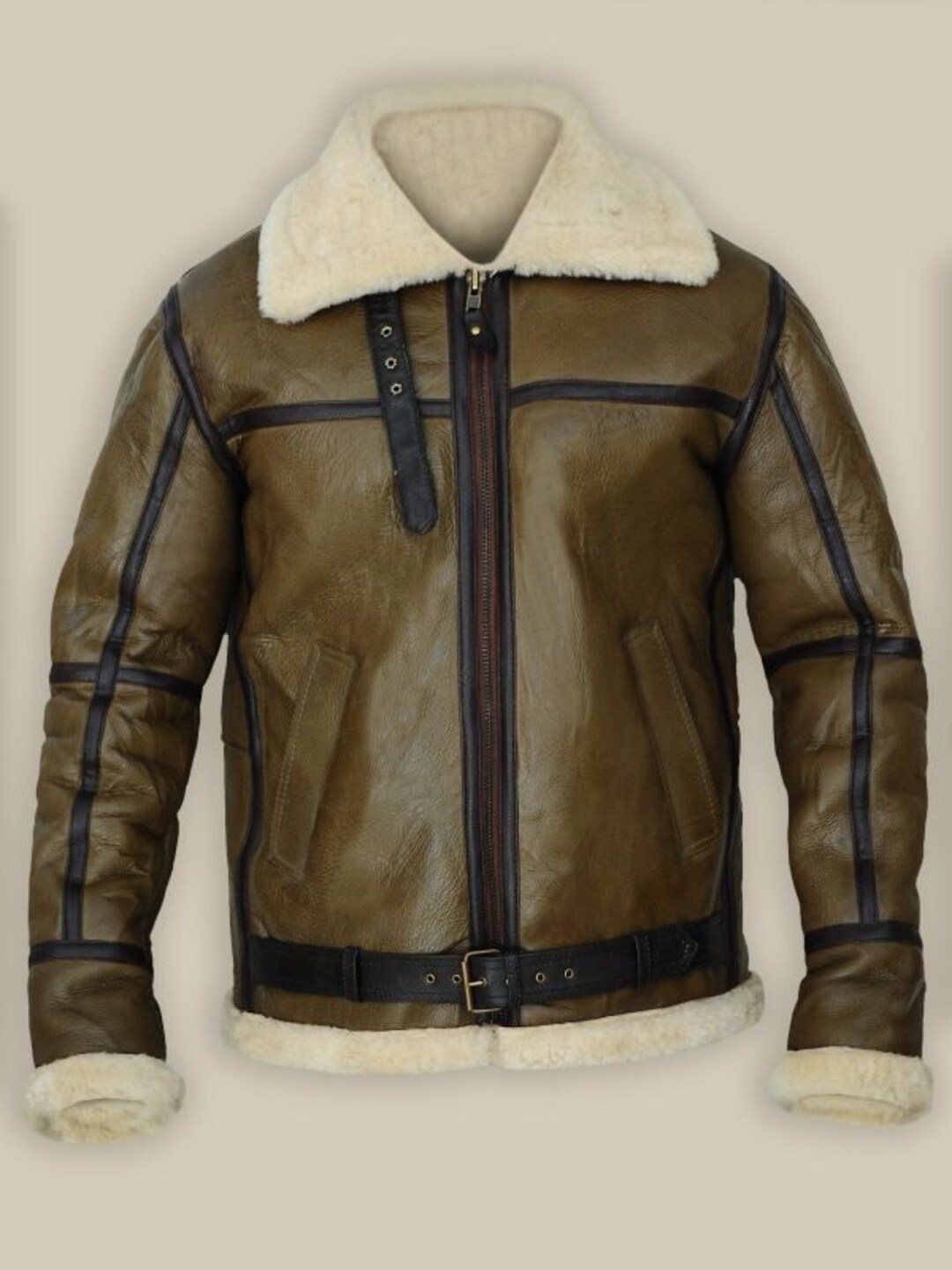 Shearling Leather Long Coat Monogram