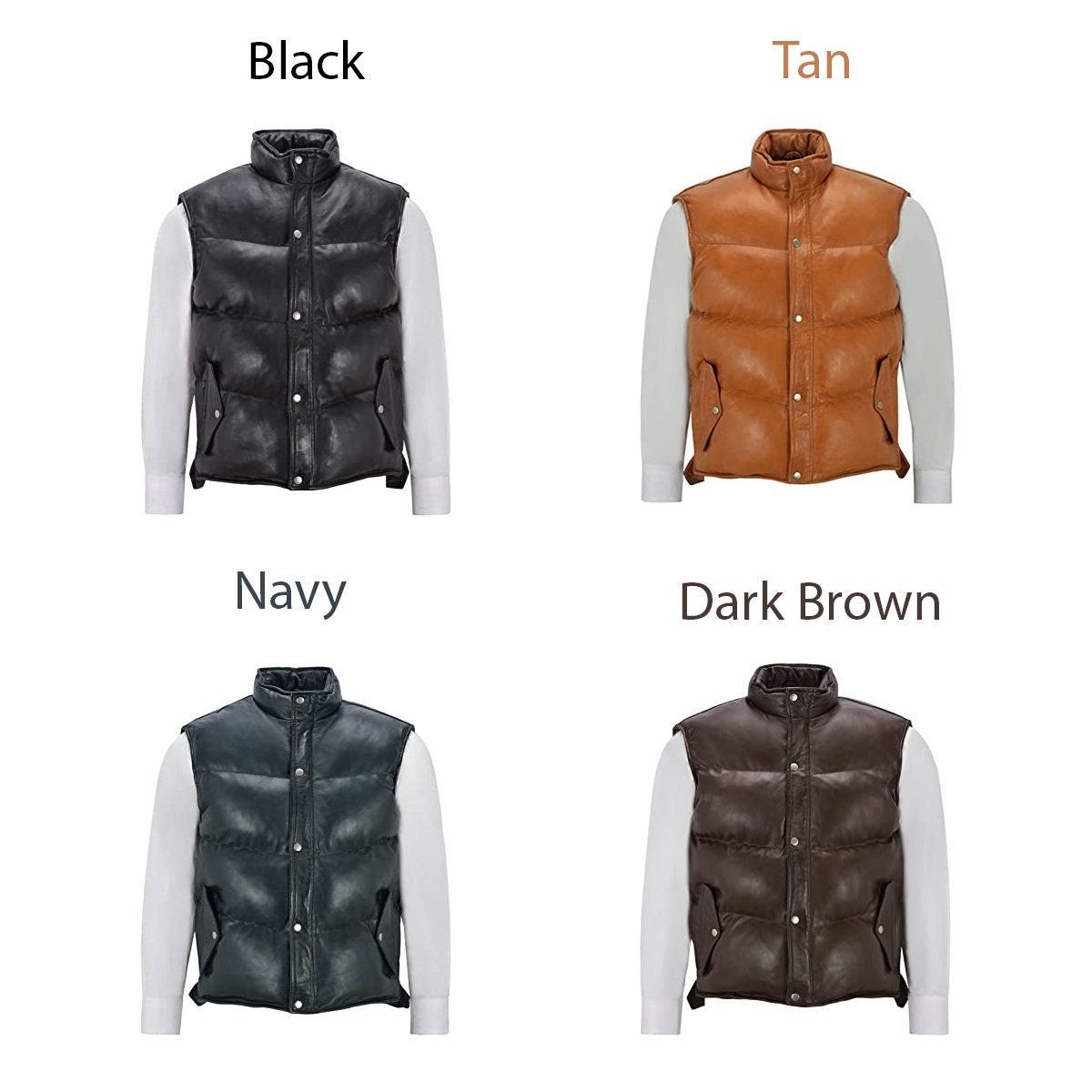 Men Leather Down Vest