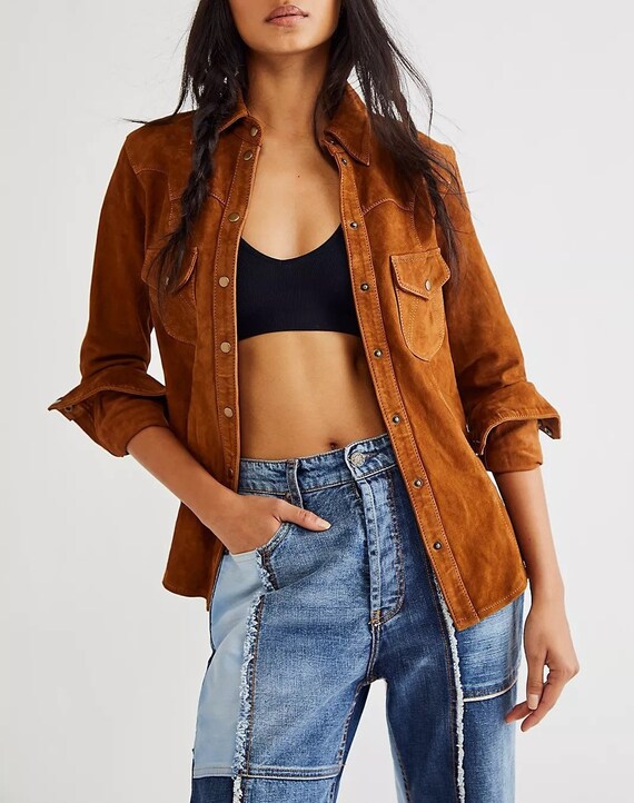 Ladies leather shirt cheap