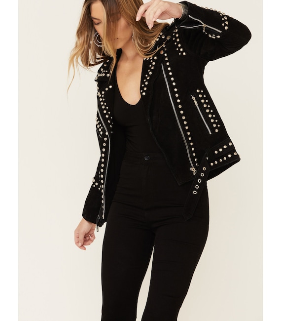 Ladies black suede clearance jacket