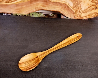 Kooklepel, serveerlepel, keukengerei van olijfhout, 30 cm, handgemaakt