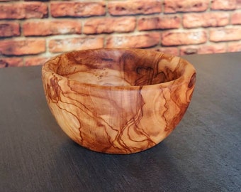 Bol en bois d’olivier, bol 10 cm, bol trempé, coquille de noix, bol décoratif, bol de fruits cadeau