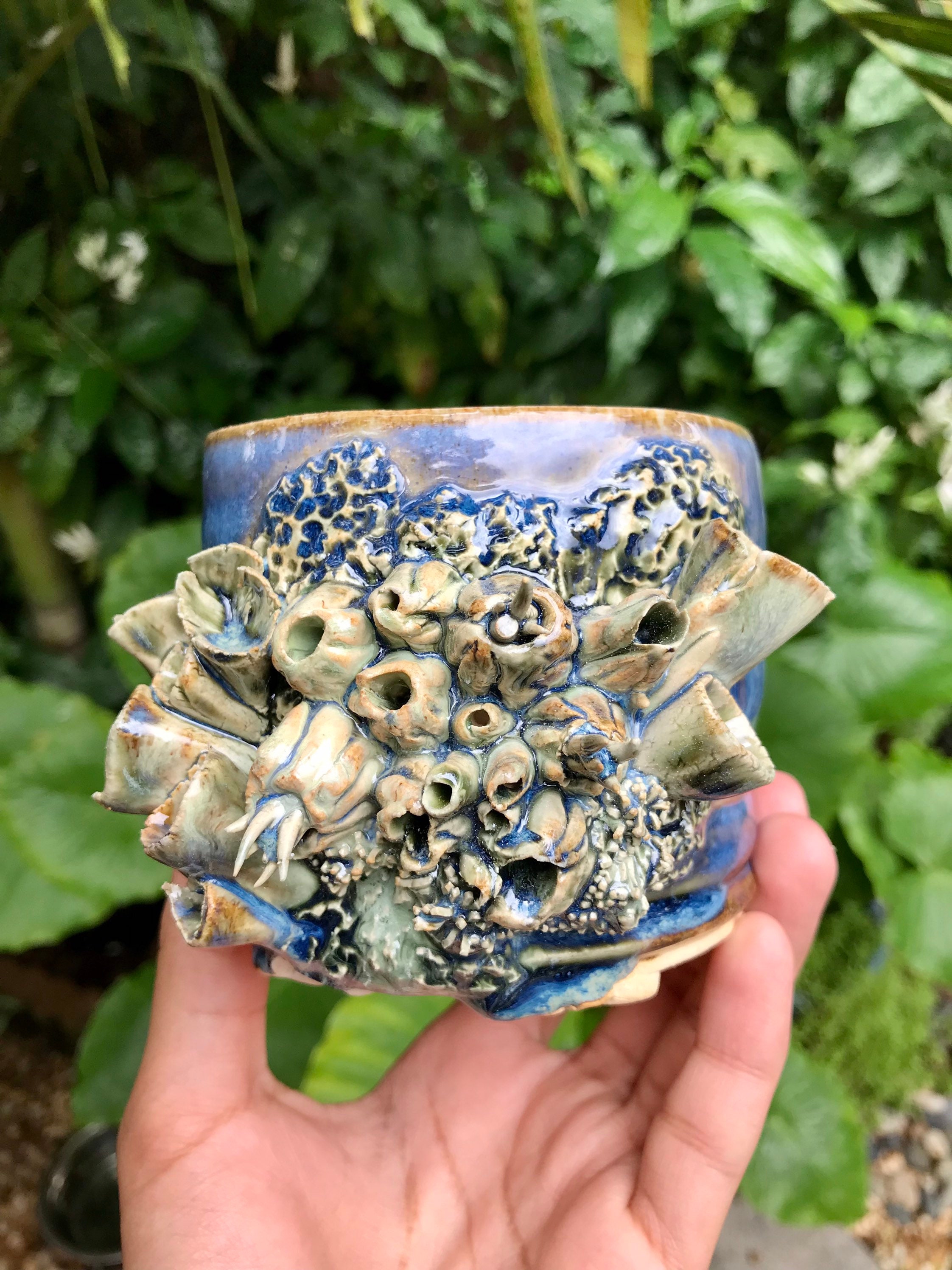Tidepool Relic Planter Hand Sculpted Coral Vessel Deep Sea Ceramic Art ...