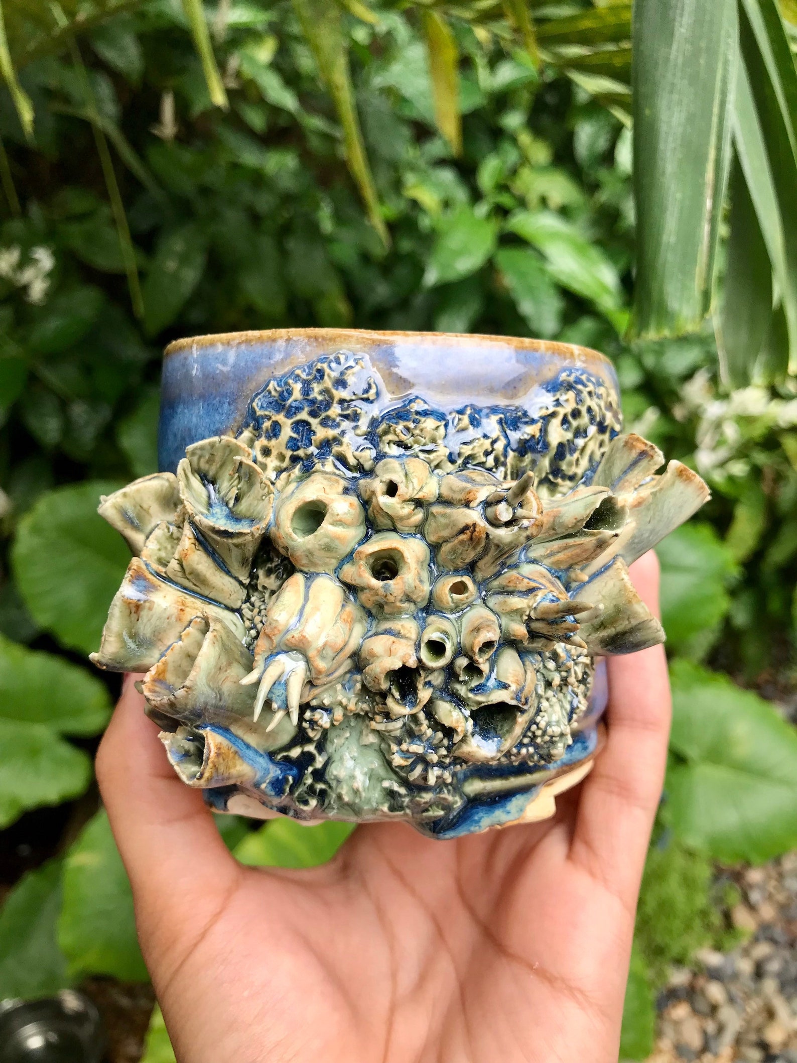 Tidepool Relic Planter Hand Sculpted Coral Vessel Deep Sea Ceramic Art ...