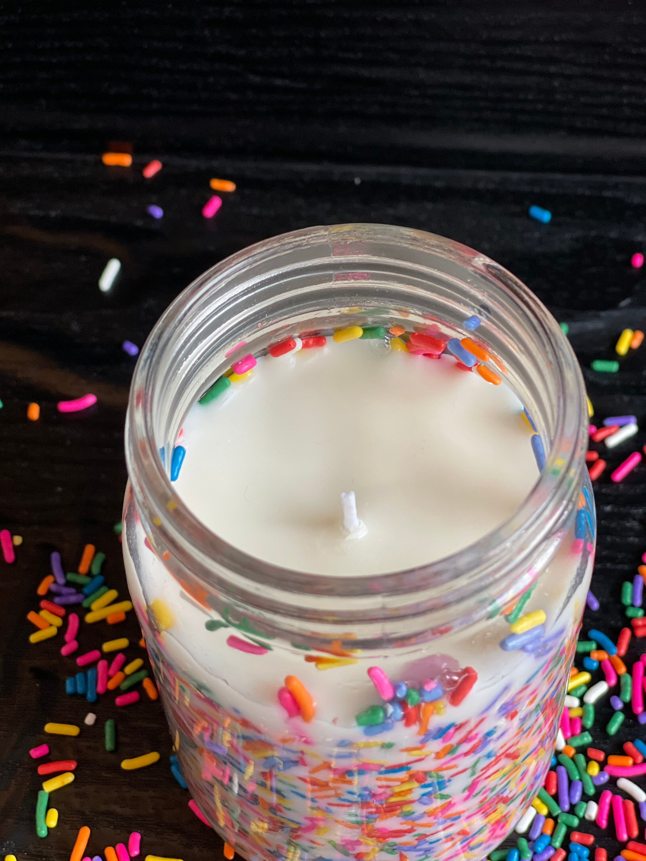Birthday Cake Sprinkles Present Candle Customizable Label Etsy