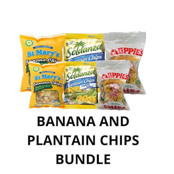 JAMAIKANISCHE Snackbox (6 Stück) St Mary's Banana Chips, Chippies Banana Chips und SOLDANZA PLANTAIN chips Combo