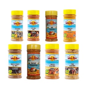 ISLAND SPICE SEASONINGS Jamaican Seasonings and spices |All purpose Seasoning| Jerk Seasoning| Curry Seasoning | Ground Pimento Spice 8 oz