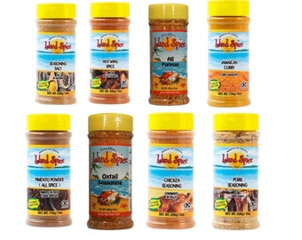 ISLAND SPICE SEASONINGS Jamaican Seasonings and spices |All purpose Seasoning| Jerk Seasoning| Curry Seasoning | Ground Pimento Spice 8 oz