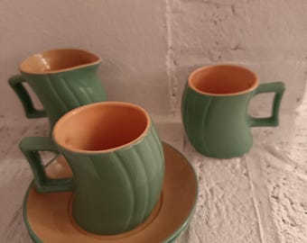 NAJ OLEARI Set of 2 cups with saucer and milk jug - vintage collection Made in Italy - Design Massimo Iosa Ghini - rare 1980