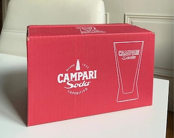 Set of 6 Vintage Campari Milano Glasses - Made in Italy Aperitif Tumbler