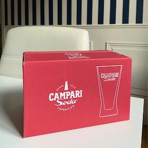 Set of 6 Campari Milano Vintage Glasses - Aperitif Tumbler Made in Italy