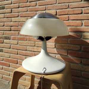 Rare giant plastic and ceramic table lamp - vintage 70s space age UFO design