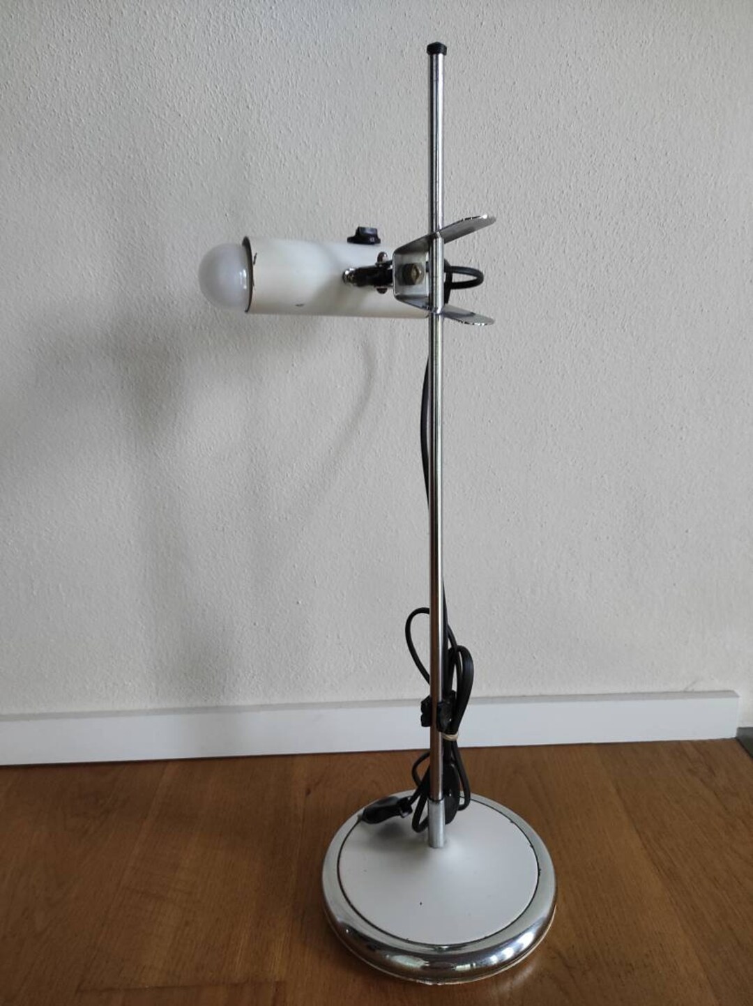 View of 1970s Minimalist Design Table Lamp - Vintage Desk & Office Lamp - White ...