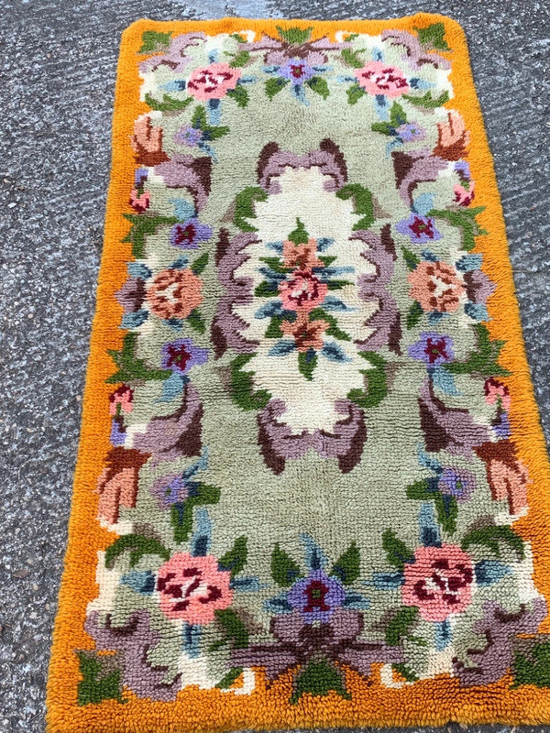 Vintage 1970 Bedside Rug - Space Age Art Pop Art 70s Shabby Chic ...