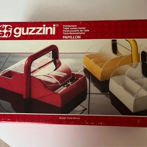 GUZZINI Roter Besteckkasten Papillon-Serie – Vintage-Design von Furio Minuti 1980er Jahre Made in Italy