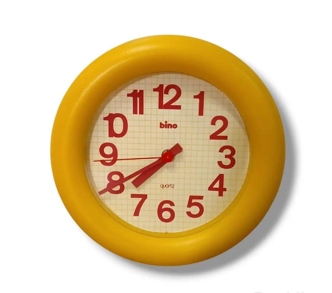 BINO Lorenz Vintage Wall Clock 1980s Made in Italy Italian Design