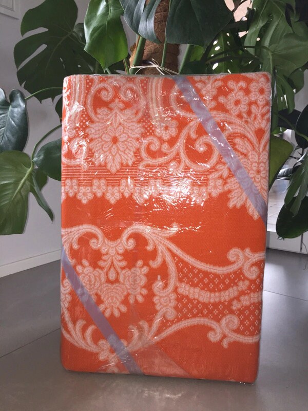 Lot de 2 couvre-lits ou plaids orange vintage des années 70