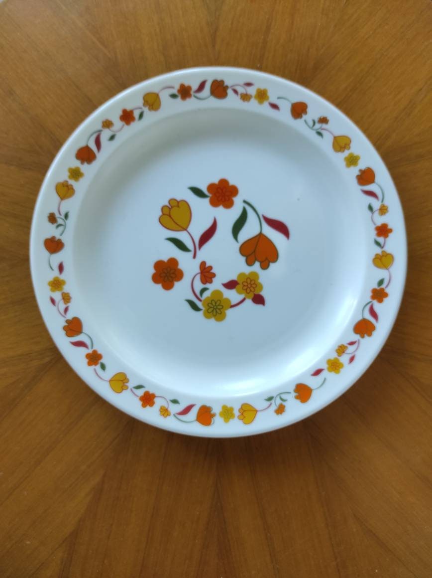 Lot87 : 6 Petites Assiettes Plates Vintage Arcopal France D 19,7 Cm