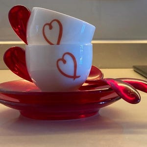 GUZZINI Set of 2 coffee cups with saucer - Love line - design by Setsu and Shinobu Ito Made in Italy